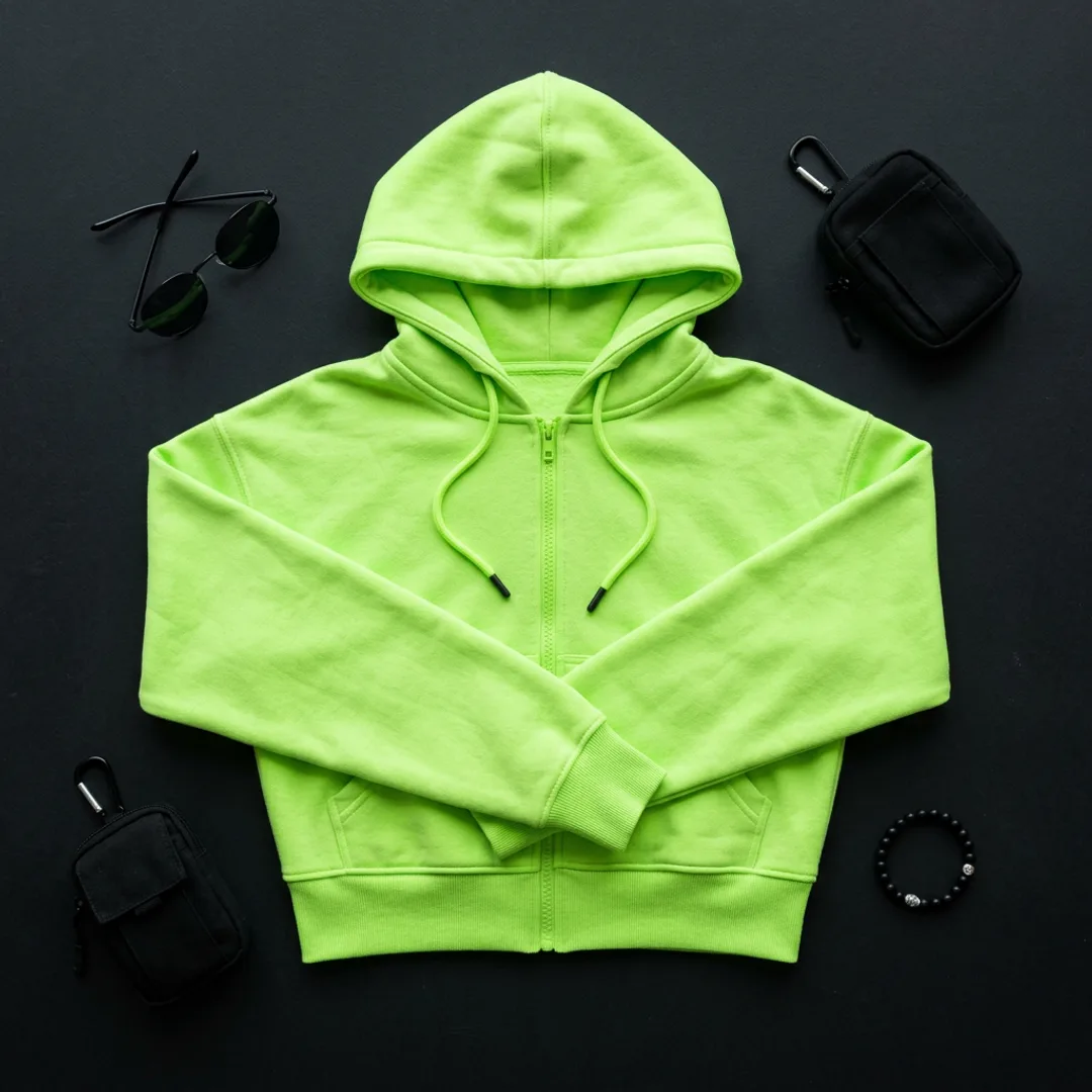 Cropped Zip-Up Hoodie